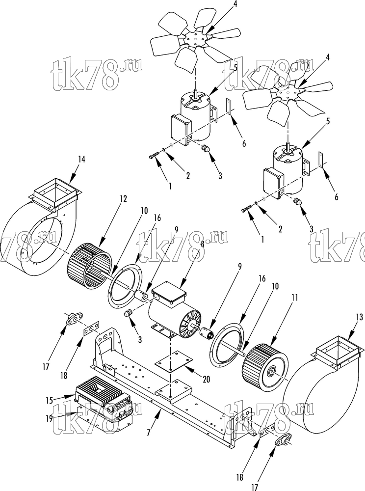 Каталог запчастей для Thermo King T13-M53 MOTORS, BLOWERS & FANS