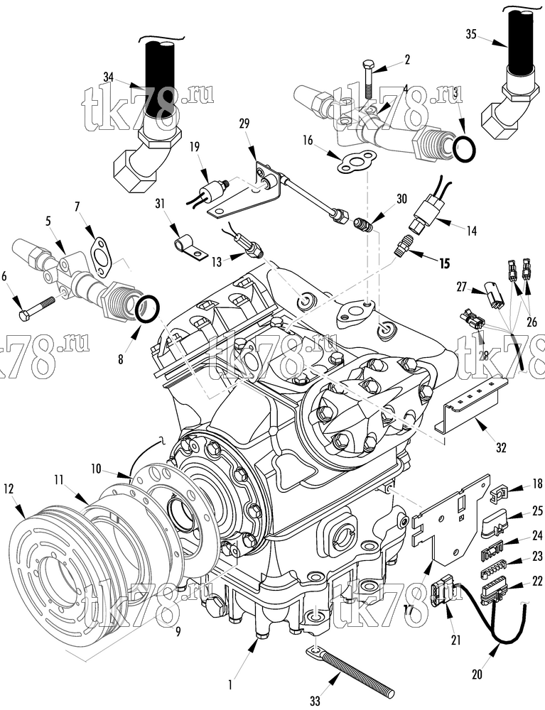 Каталог запчастей для Thermo King T2-M111 COMPRESSOR GROUP (1E31452G10, KIT 701321)