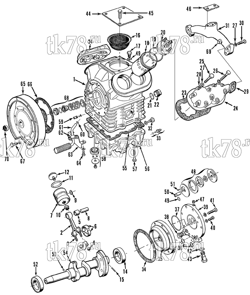 Каталог запчастей для Thermo King CF-II M14A COMPRESSOR - X426 (SS C5 DRY, w/ manifold & drive plate)