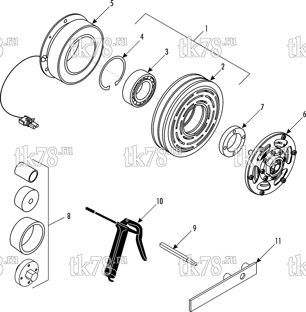 Каталог запчастей для Thermo King ASR-140 II PLUS IIB/AUS TK HIGH TORQUE CLUTCH (107-373)