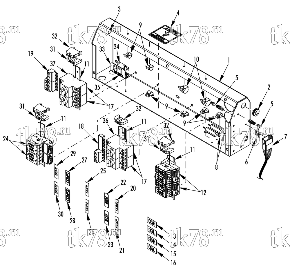 Каталог запчастей для Thermo King TE11-M7 CONTROL PANEL ASSEMBLY