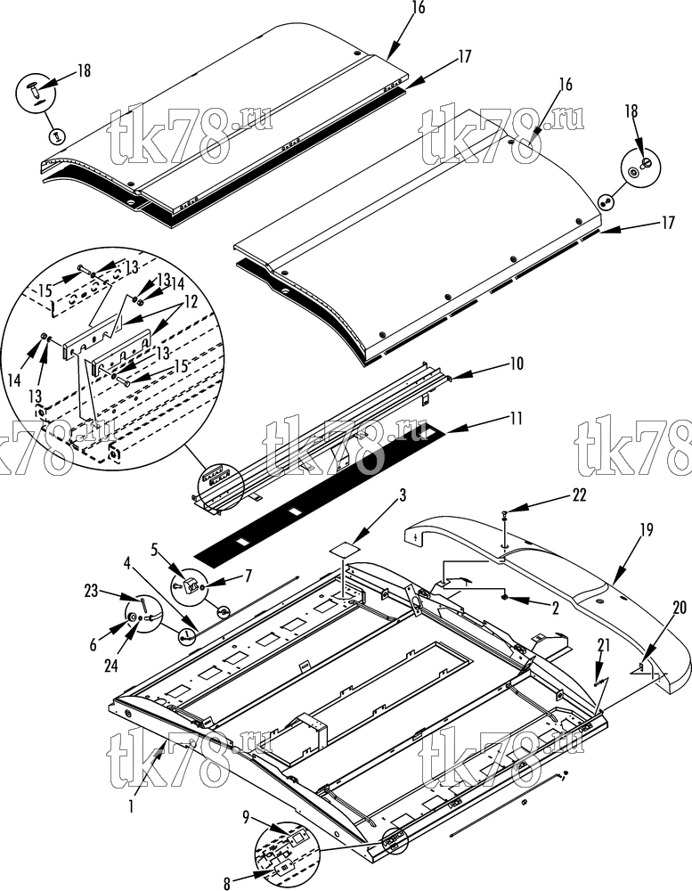 Каталог запчастей для Thermo King KRS Plus EVAPORATOR STRUCTURAL (007408, 007423 & 007424)