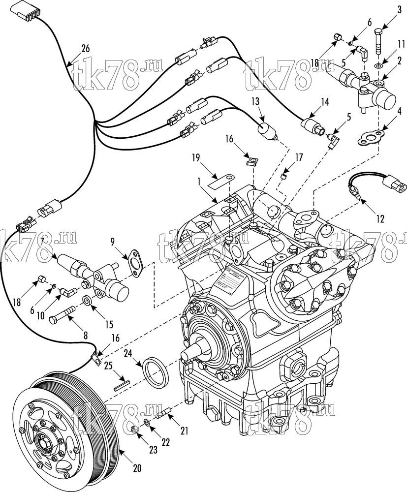 Каталог запчастей для Thermo King KRS Plus COMPRESSOR GROUP (1E40783G01/G02, KIT 700627, 700628)