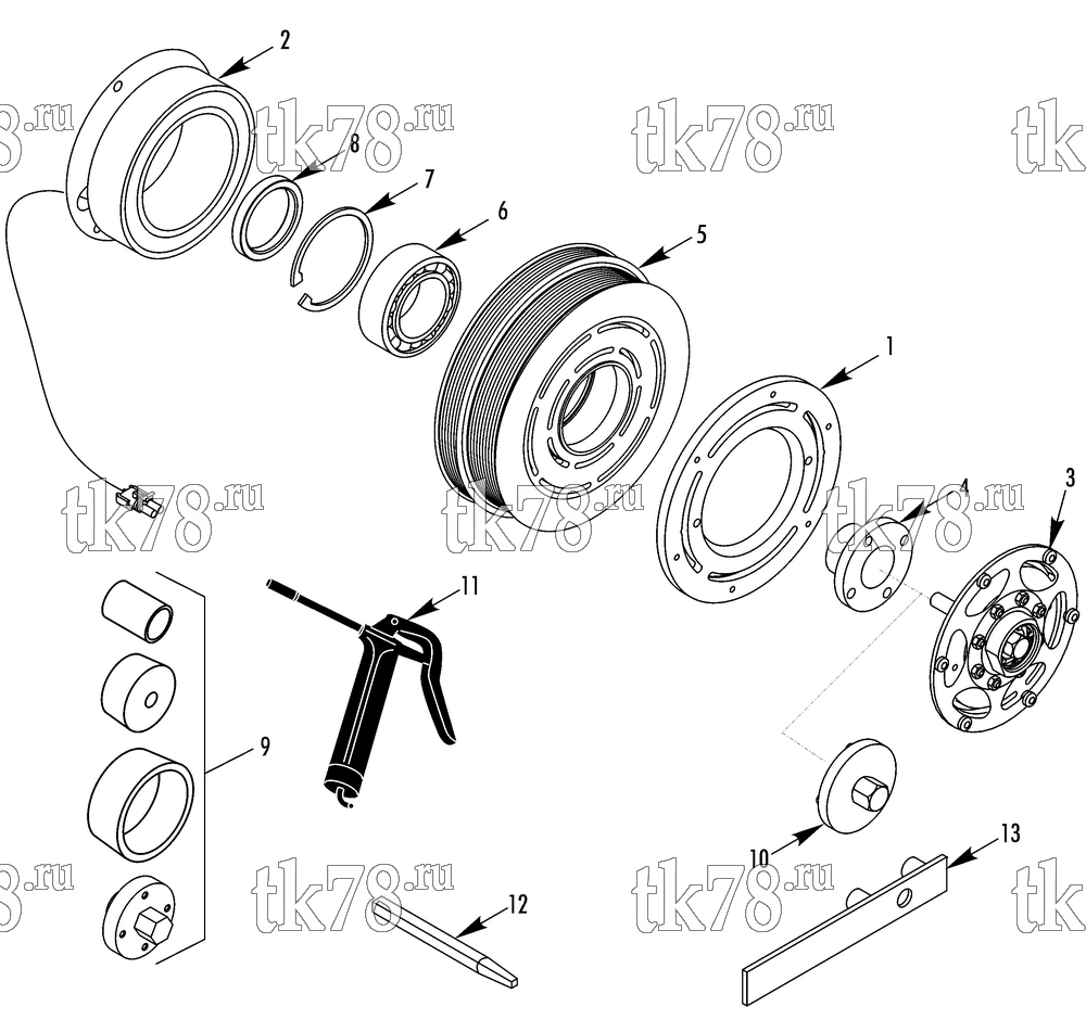 Каталог запчастей для Thermo King CITI-RT N AP TK HIGH TORQUE CLUTCH (77-2944)