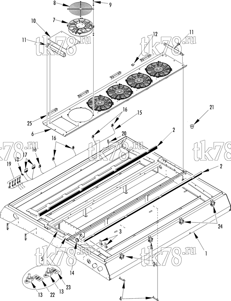 Каталог запчастей для Thermo King AT13-M8 CONDENSER STRUCTURAL & ELECTRICAL