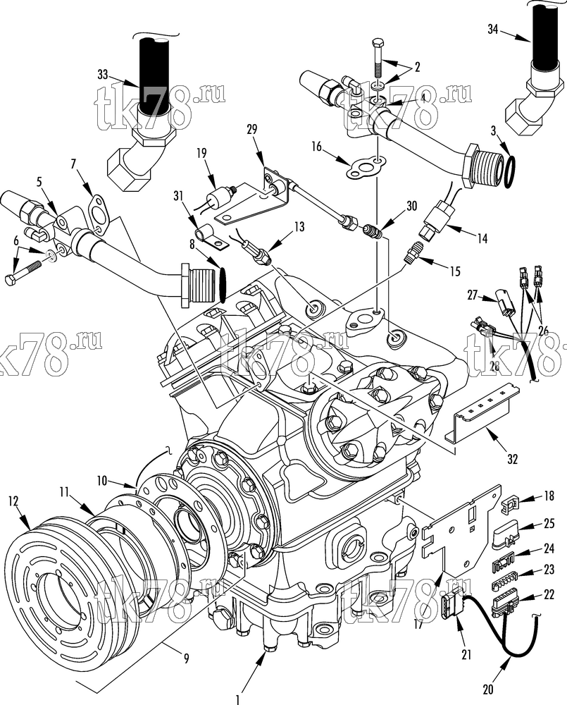 Каталог запчастей для Thermo King LRT-SP (900751) COMPRESSOR GROUP (1E31452G05, KIT 701360)