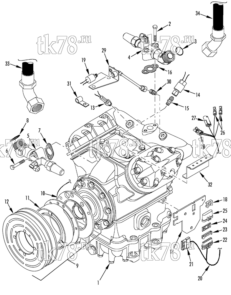 Каталог запчастей для Thermo King  COMPRESSOR GROUP (1E31452G06, KIT 701537)