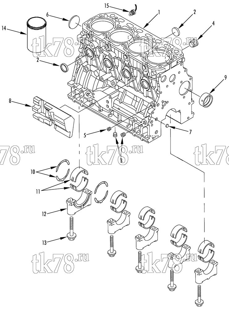 Каталог запчастей для Thermo King SGCO 3000 CYLINDER BLOCK GROUP (TK486 series)