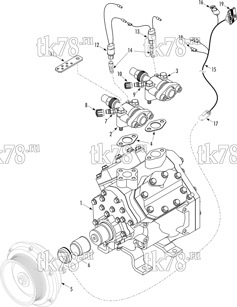 Каталог запчастей для Thermo King D5-M7 COMPRESSOR GROUP BITZER (701717)