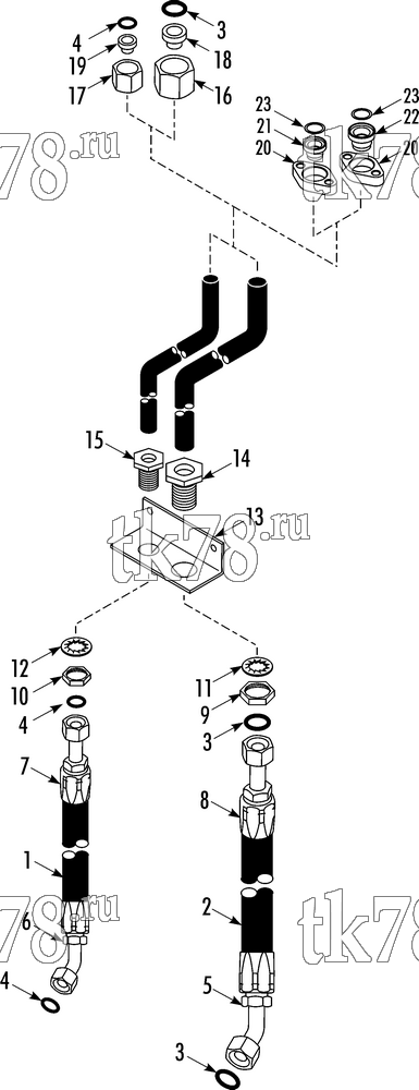 Каталог запчастей для Thermo King KRS Plus HOSE KIT (700107, 700108 & 700500)