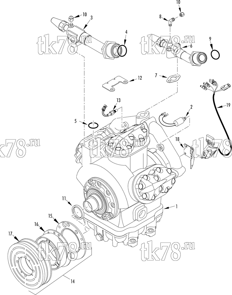 Каталог запчастей для Thermo King AT13-M10 COMPRESSOR GROUP (2C45049G23, KIT 701906)