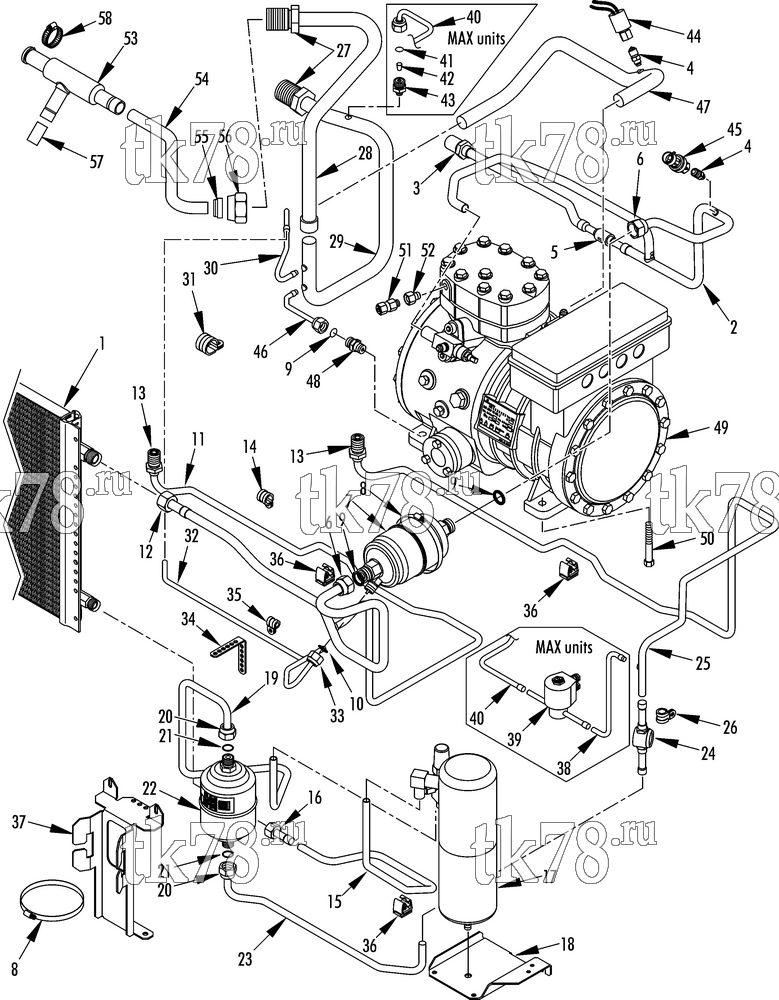 Каталог запчастей для Thermo King V-500 Series DSR REFRIGERATION GROUP (V-400/500 20, 5/09 & after, microchannel coil)