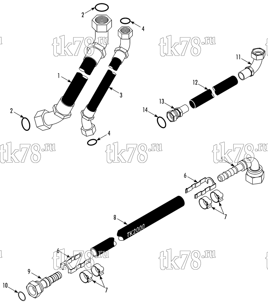 Каталог запчастей для Thermo King D5-M5 COMPRESSOR HOSE KIT (701999)
