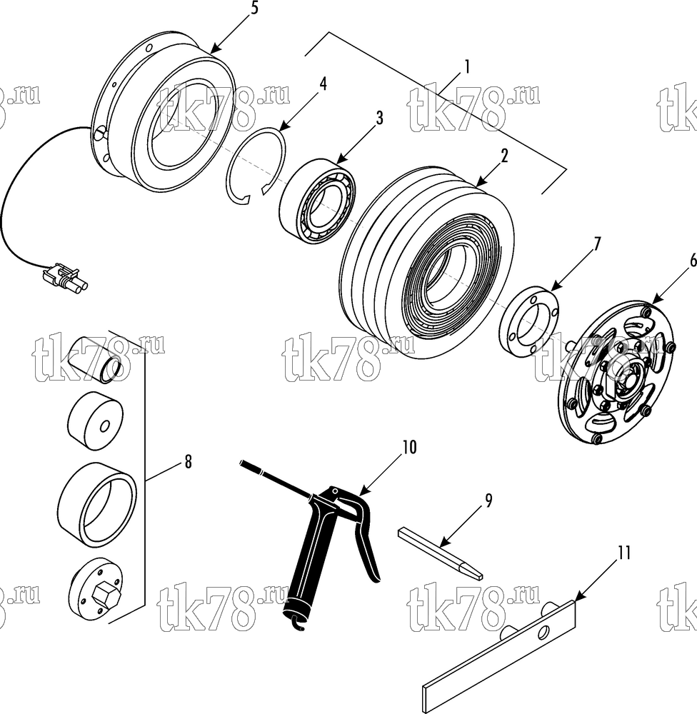 Каталог запчастей для Thermo King ASR-140 II PLUS IIB/AUS TK HIGH TORQUE CLUTCH (107-379)