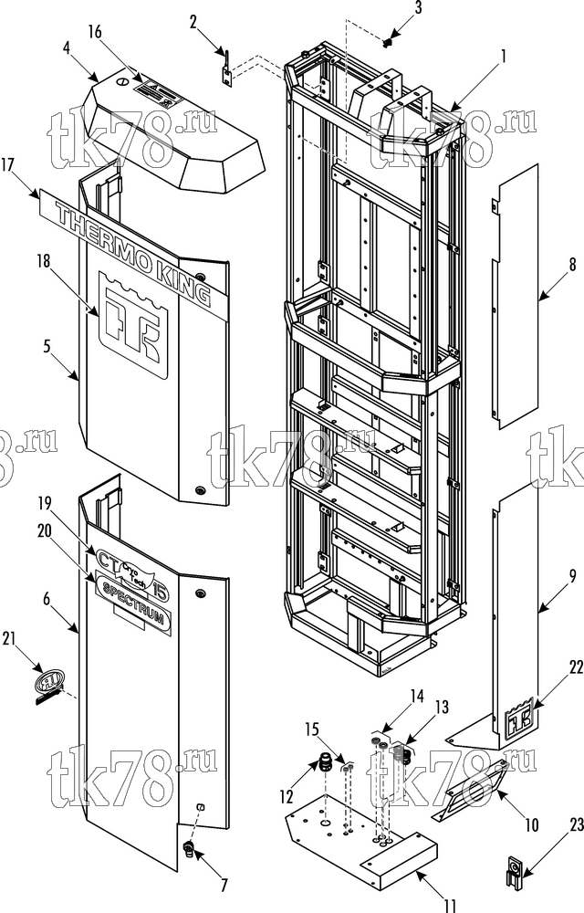 Каталог запчастей для Thermo King CT-15 FRAME & COVERS