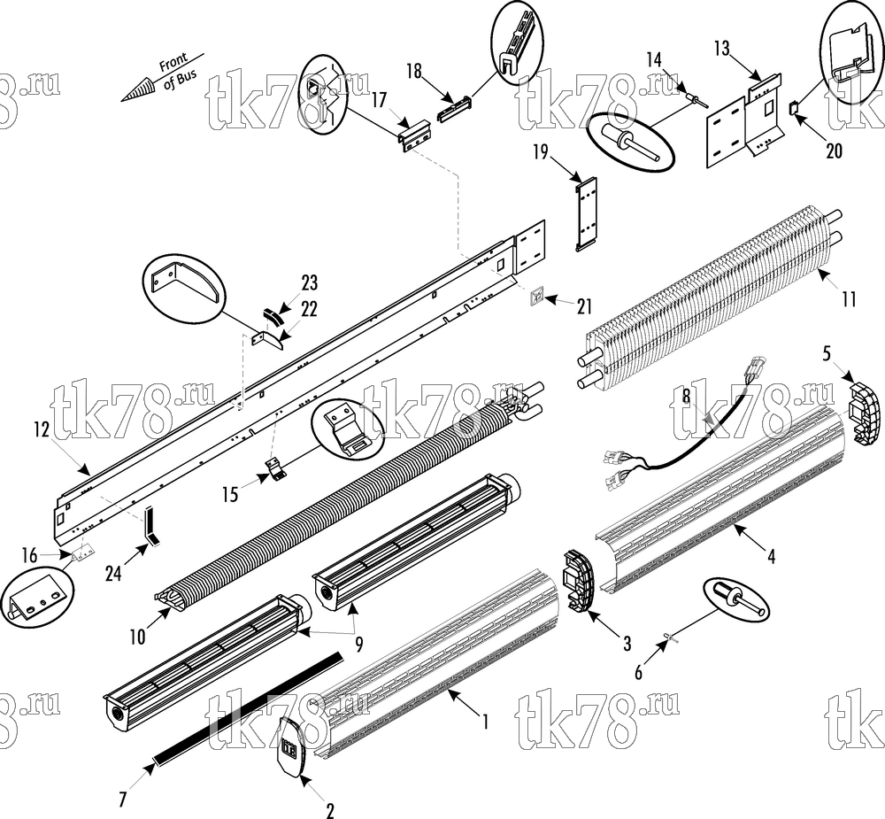 Каталог запчастей для Thermo King Bus Accessories & Options CONVECTOR (1E45807G01)