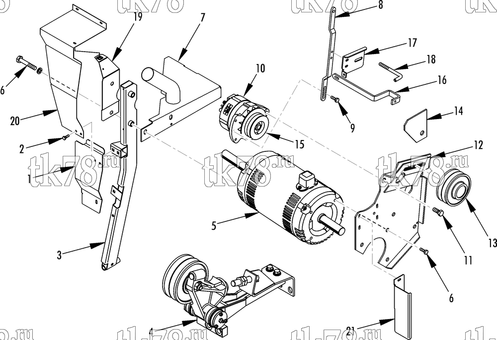 Каталог запчастей для Thermo King SPECTRUM SB 50 for MBM MOTOR, ALTERNATOR & TENSIONER GROUP (w/ 24 hp motor)