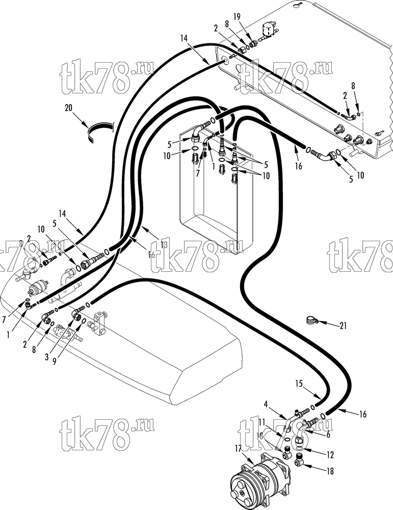 Каталог запчастей для Thermo King V-300 Series DSR HOSE CONNECTIONS (V-200/300 50, Jan 09 - Nov 10)