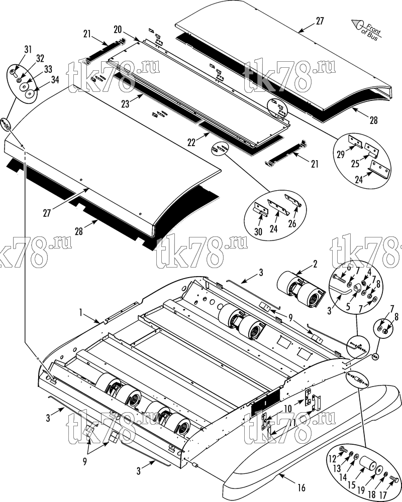 Каталог запчастей для Thermo King MRT-SP (901123) EVAPORATOR STRUCTURAL & BLOWERS