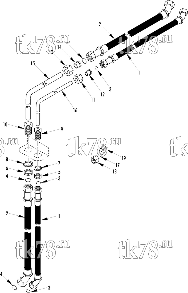 Каталог запчастей для Thermo King MRT-SP (901123) COMPRESSOR HOSE CONNECTIONS