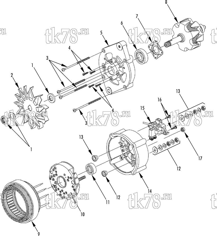 Каталог запчастей для Thermo King SLXe 400 ALTERNATOR ASSEMBLY (120 AMP)