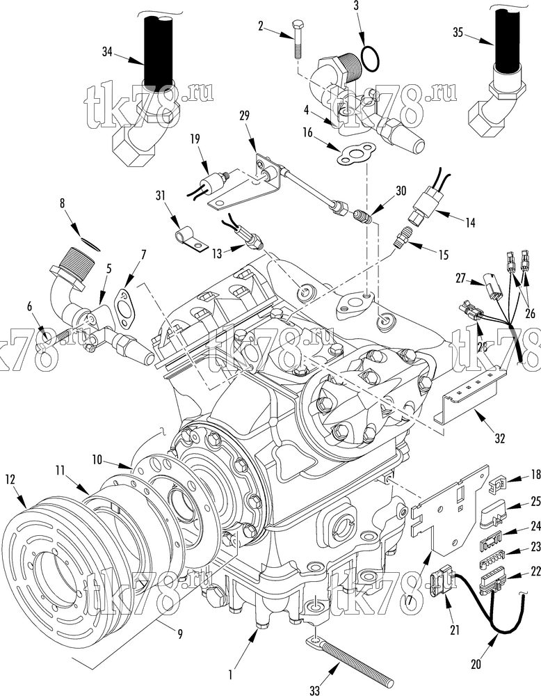 Каталог запчастей для Thermo King  COMPRESSOR GROUP (1E31452G06, KIT 702011)