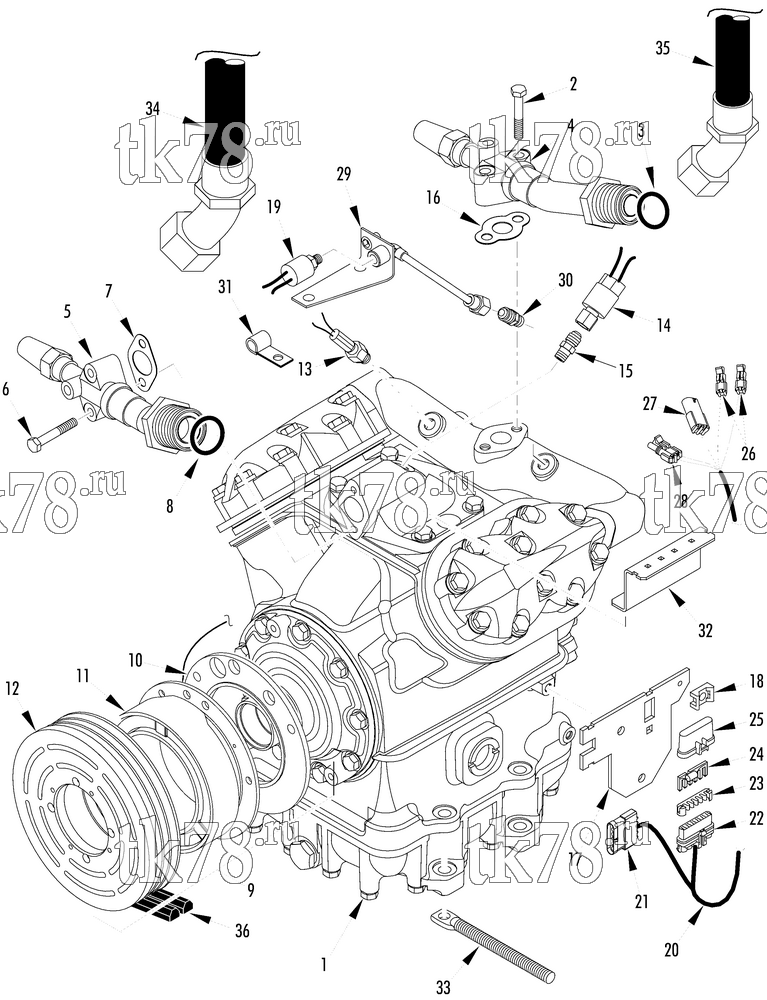 Каталог запчастей для Thermo King  COMPRESSOR GROUP (1E31452G11, KIT 701322)