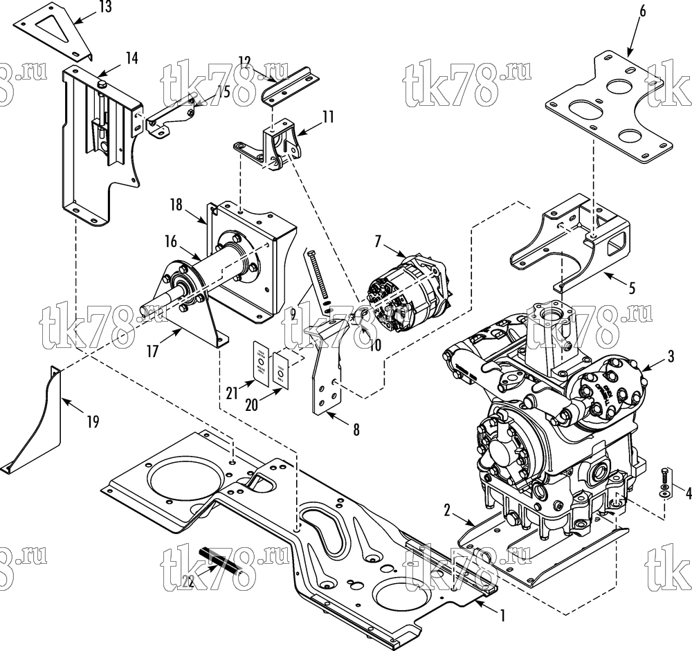 Каталог запчастей для Thermo King T-1200R SPECTRUM EMEIA COMPRESSOR & JACKSHAFT MOUNTING (T-1000R/1200R 30s)