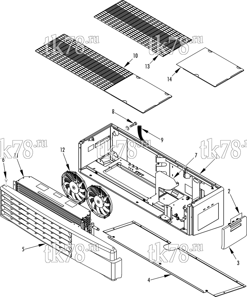 Каталог запчастей для Thermo King V-700 MAX SPECTRUM FRAME AND FAN GROUP