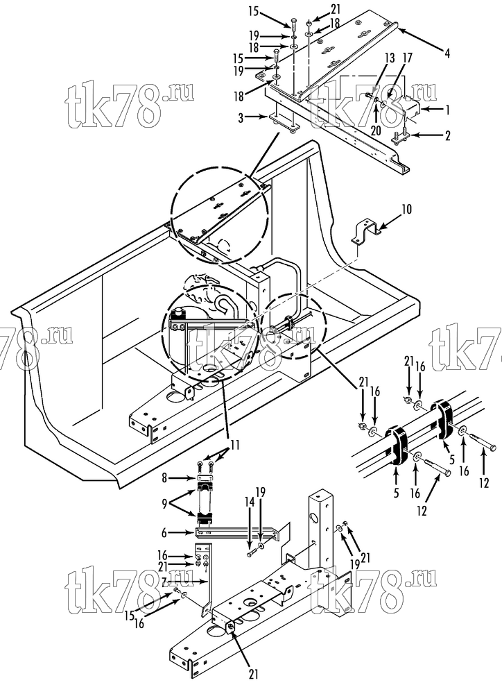 Каталог запчастей для Thermo King RD-II SR w/TK 3.76 Engine REFRIGERATION COMPONENT MOUNTING BRACKETS (after 6/09)