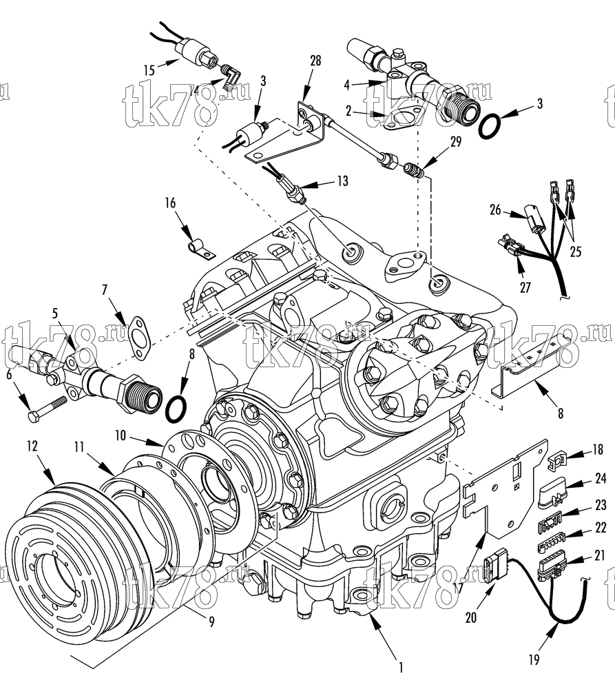 Каталог запчастей для Thermo King  COMPRESSOR GROUP (1E14104G02)