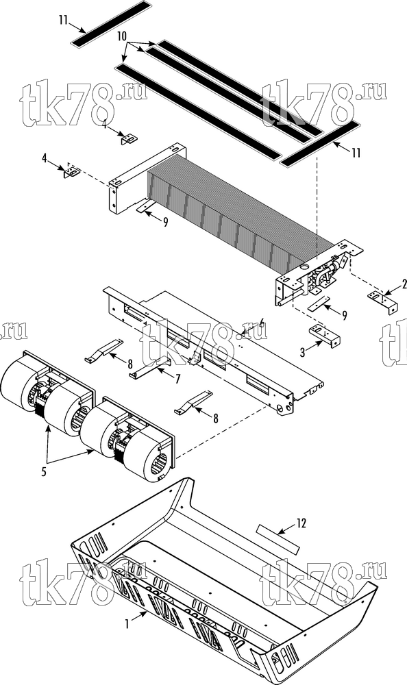 Каталог запчастей для Thermo King SV-400 EVAPORATOR COVER AND BLOWERS