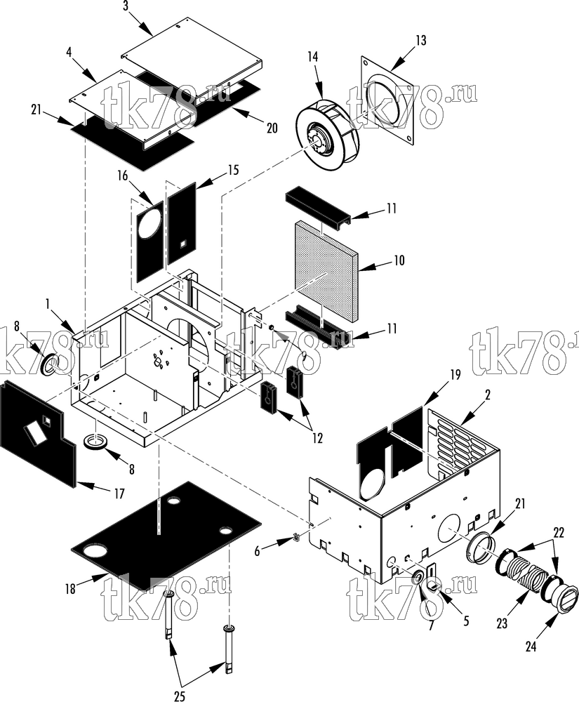 Каталог запчастей для Thermo King TriPac e EVAPORATOR HOUSING