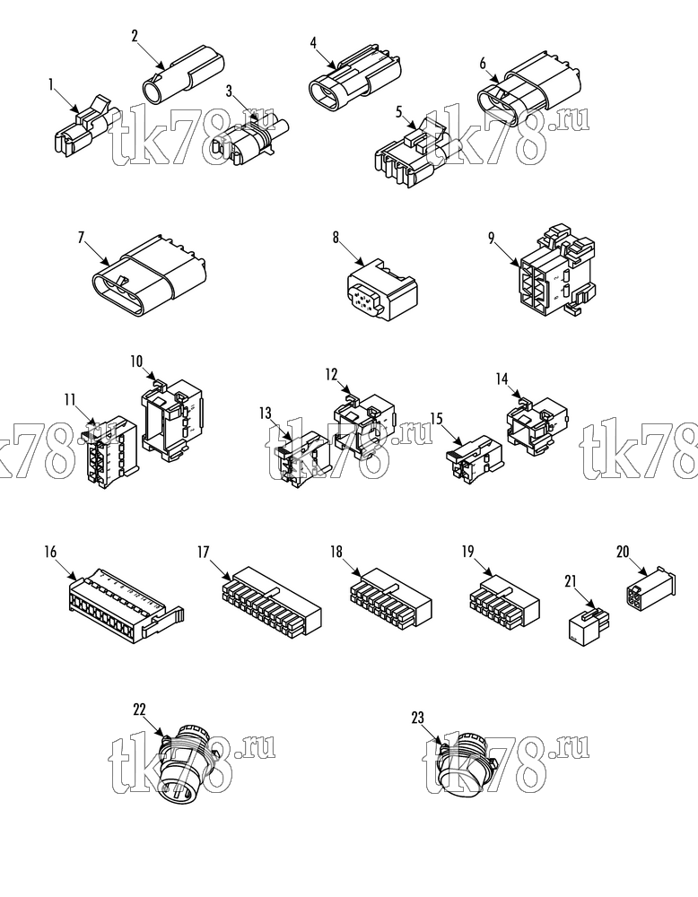 Каталог запчастей для Thermo King ATHENIA D805 W SPLIT VDL CONNECTORS