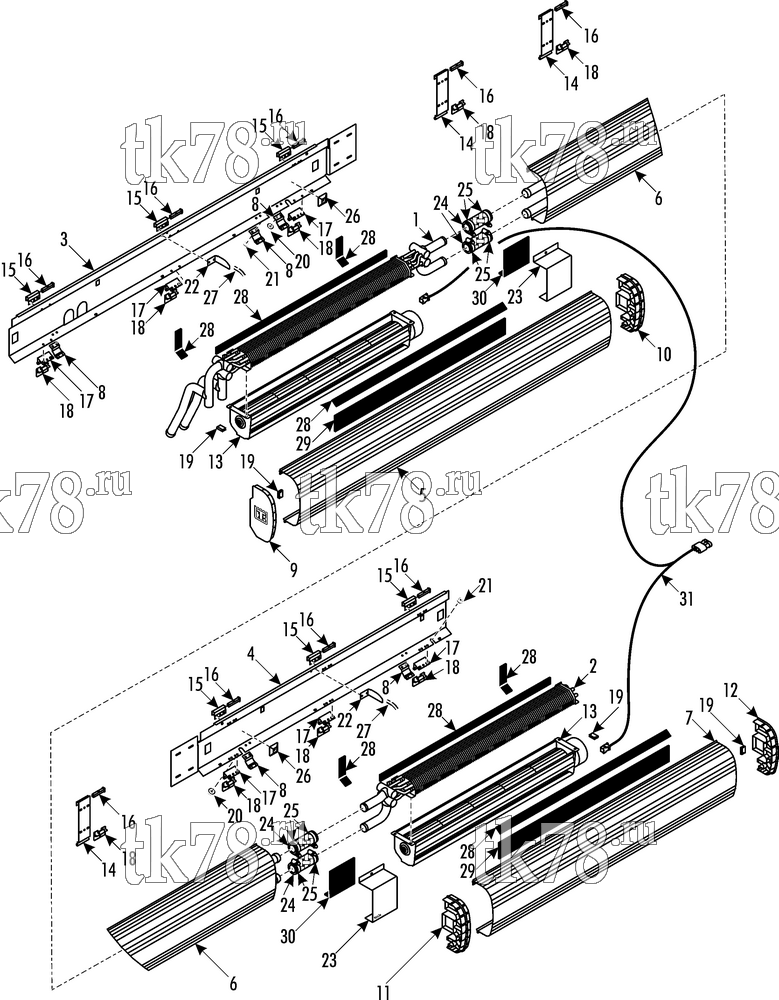 Каталог запчастей для Thermo King ATHENIA D700 W Split (900904) FLOOR HEATER
