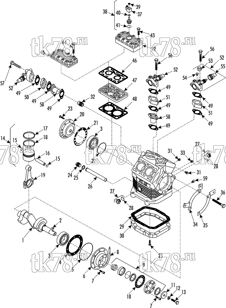 Каталог запчастей для Thermo King ATHENIA S960 N 1004 ML PALMA 4 CYLINDER COMPRESSOR (FKX 40/560K)