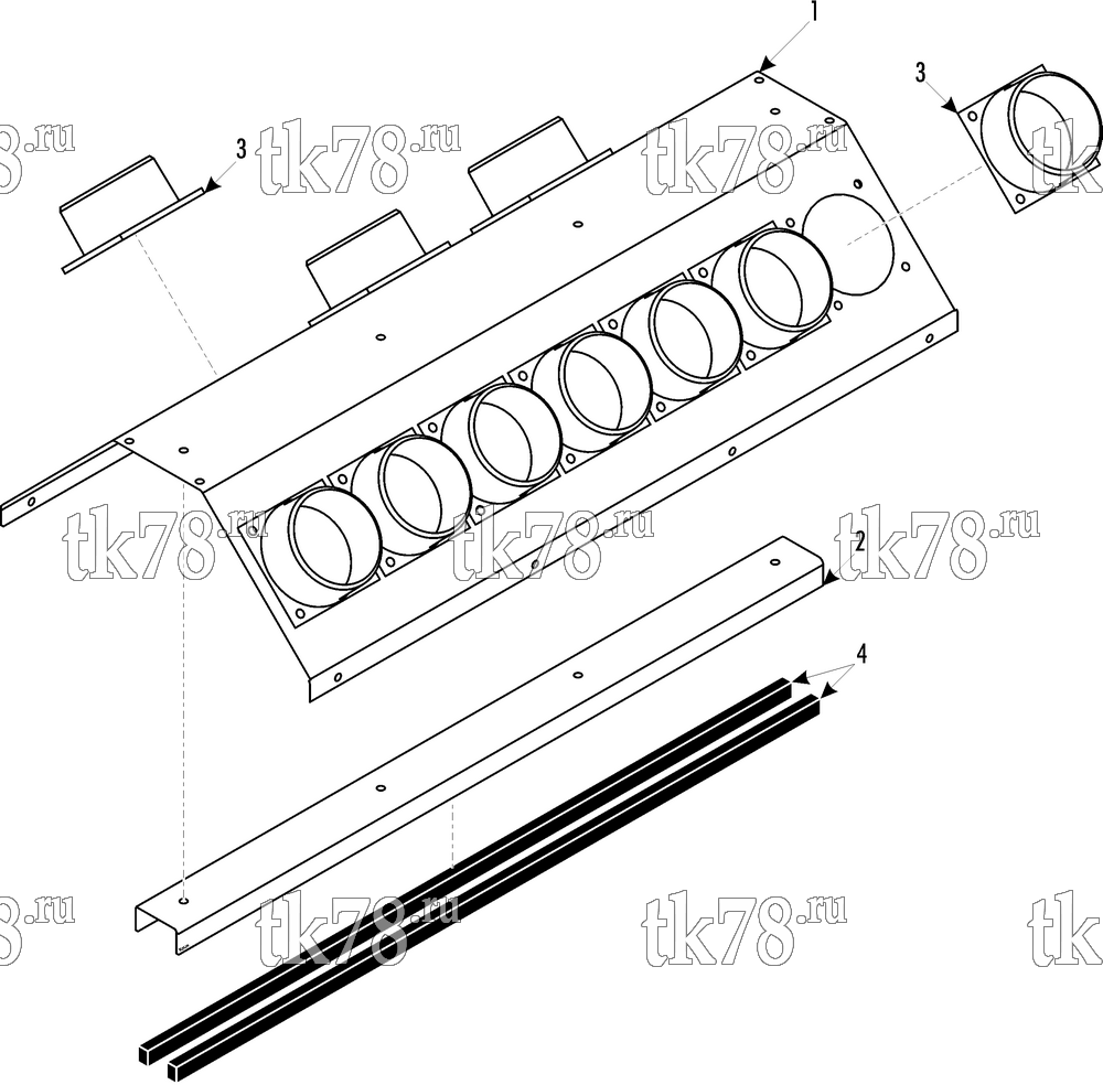 Каталог запчастей для Thermo King Modular Front Box II (901306) AIR OUTLET MODULE - AIR DUCT (008755)