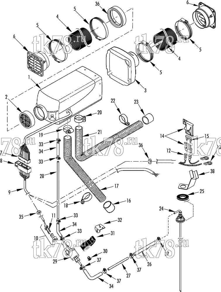 Каталог запчастей для Thermo King TriPac e HEATER GROUP D4