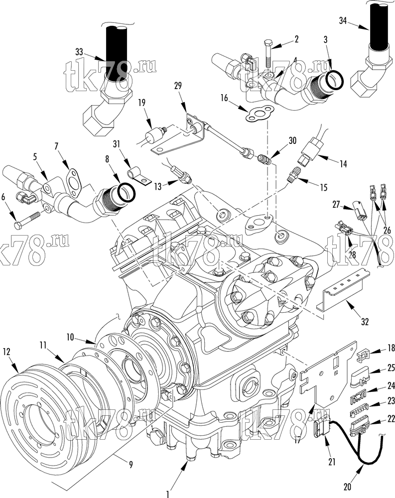 Каталог запчастей для Thermo King  COMPRESSOR GROUP (1E05606G04, KIT 701891)
