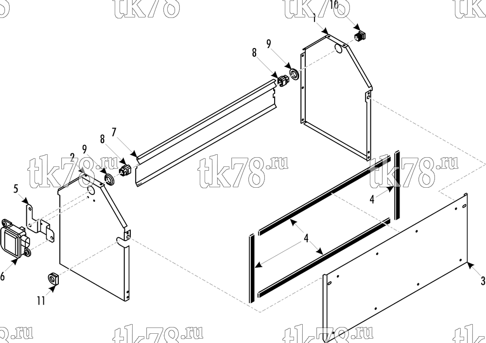 Каталог запчастей для Thermo King Modular Front Box II (901306) AIR OUTLET MODULE - AIR DAMPER (008760, 008781)
