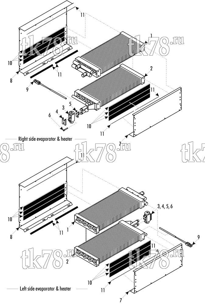Каталог запчастей для Thermo King Modular Front Box II (901306) COOL/HEAT MODULE (008748, 008751, 008775, 008778)