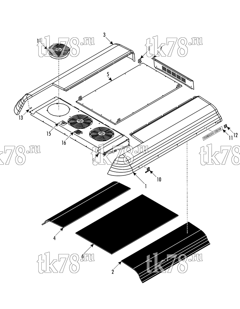 Каталог запчастей для Thermo King XRT700 1004 24Vdc BRUSHLESS COVER