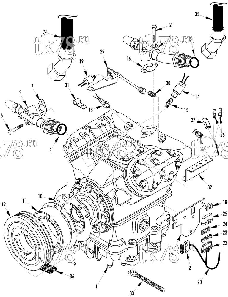 Каталог запчастей для Thermo King  COMPRESSOR GROUP (1E05611G09, KIT 701687)