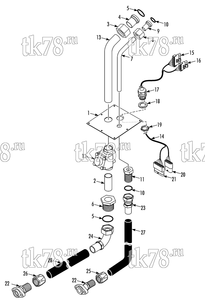 Каталог запчастей для Thermo King D5-M11 ROOF MOUNT HOSE KIT (702250)
