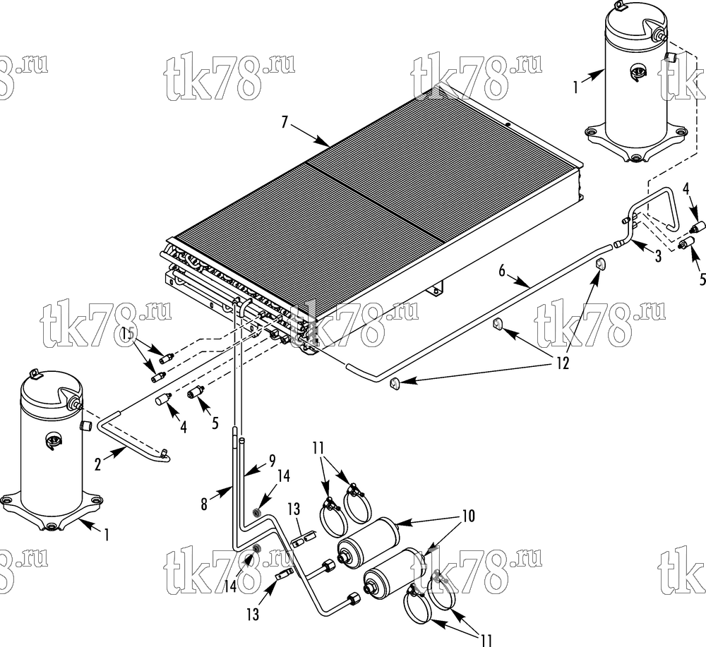 Каталог запчастей для Thermo King TEA1-M2 REFRIGERATION CONDENSER
