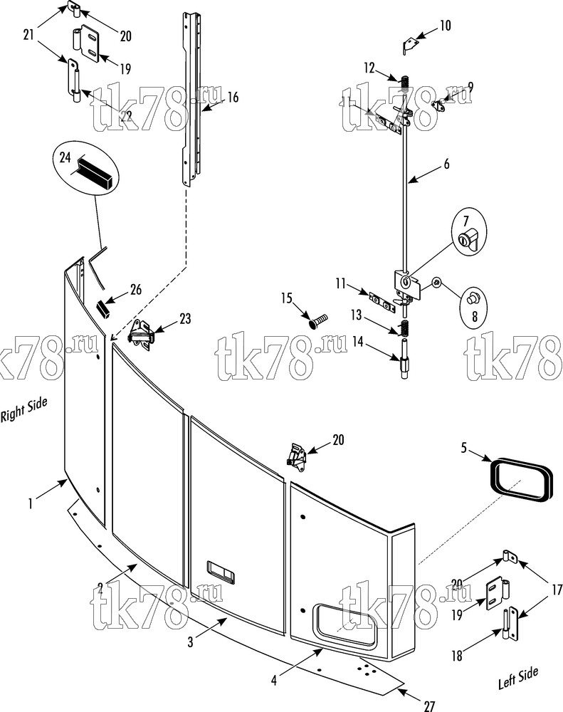Каталог запчастей для Thermo King SLXe WHISPER DOORS, BOTTOM SECTION (Whisper units)