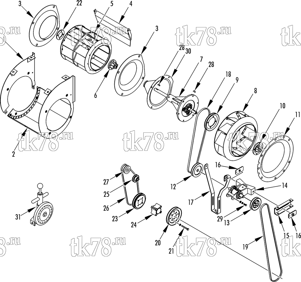 Каталог запчастей для Thermo King SB-210+ 30 for JB Hunt FANS & BELTS