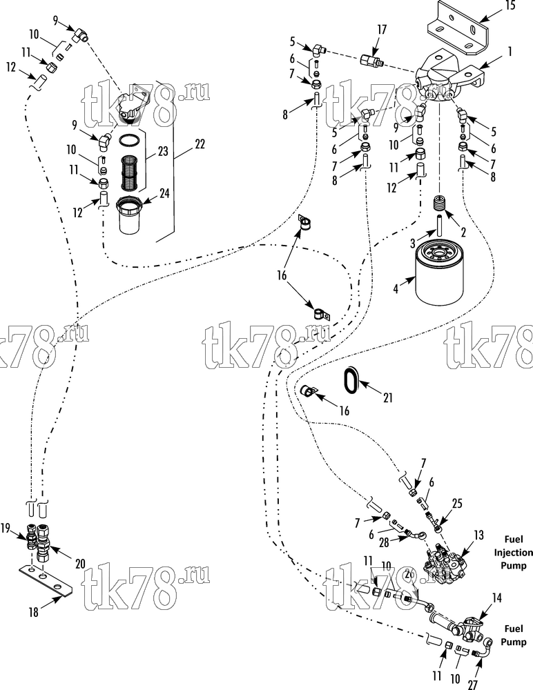 Каталог запчастей для Thermo King SB-330 & SB-330 RR 30 FUEL FILTER & HOSES