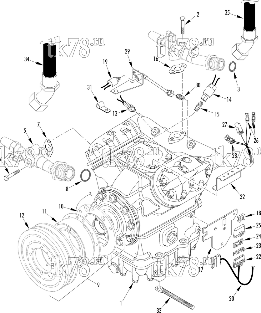 Каталог запчастей для Thermo King  COMPRESSOR GROUP (1E31452G05, KIT 702559)