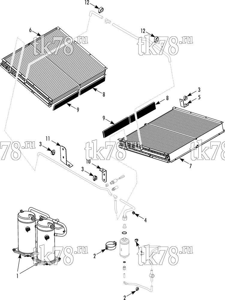 Каталог запчастей для Thermo King REH-M6 CONDENSER MOUNTING & CLAMPS